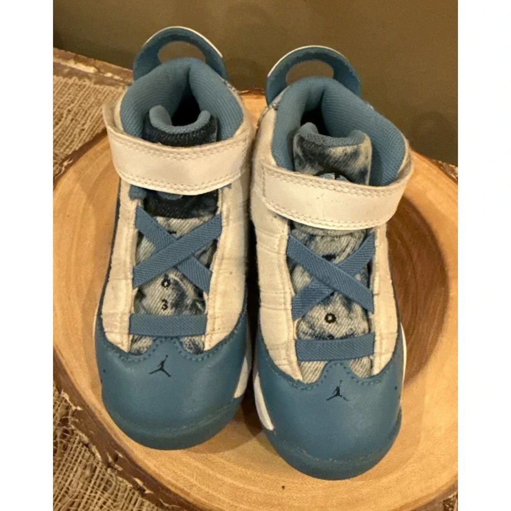 Jordan 6 Rings Tennis Shoes Toddler Size 10C Blue White Dutch‎ DM8954-100 VGUC